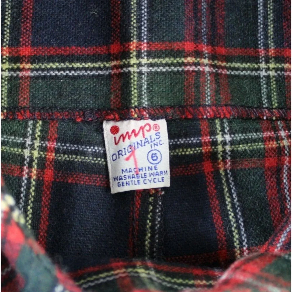 Vintage IMP Originals Inc Girls Plaid Romper Size 6 Red Blue Green